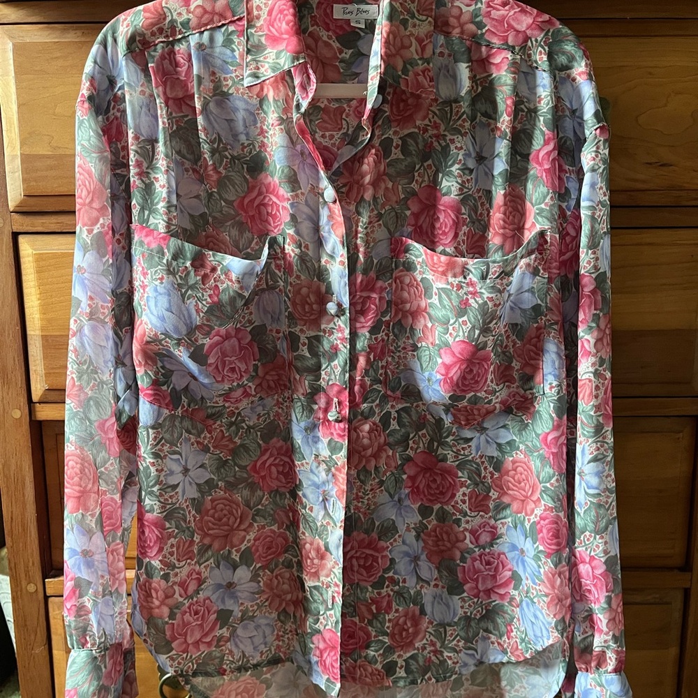 Paris Blues Red and Blue Floral Top